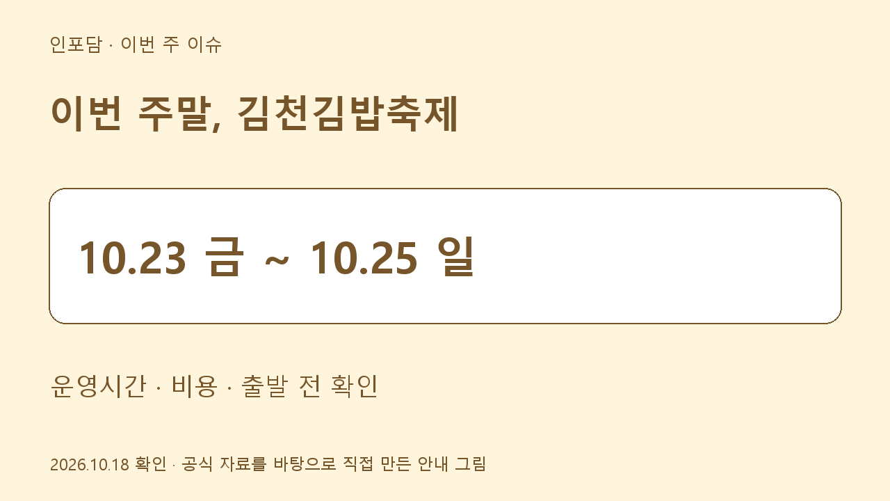 이번 주말, 김천김밥축제 핵심 정보 안내 그림