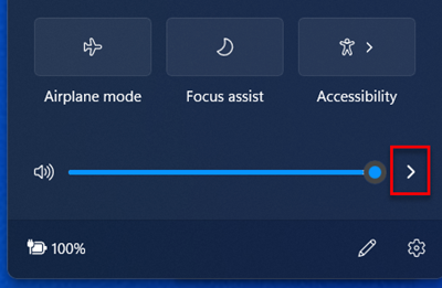 Windows 11 알림 영역의 볼륨 조절 예시